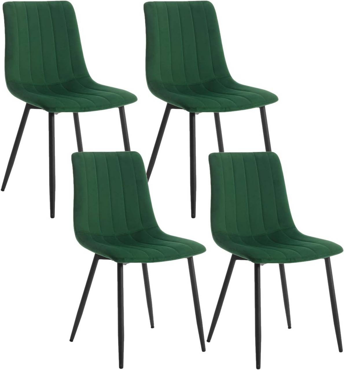 24goodz Velvet Dining Chairs Set of 4 - Comfortable & Robust - Ergonomic Design - Velvet + Metal - Dark Green