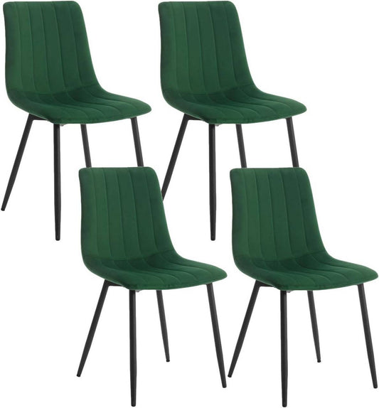 24goodz Velvet Dining Chairs Set of 4 - Comfortable & Robust - Ergonomic Design - Velvet + Metal - Dark Green