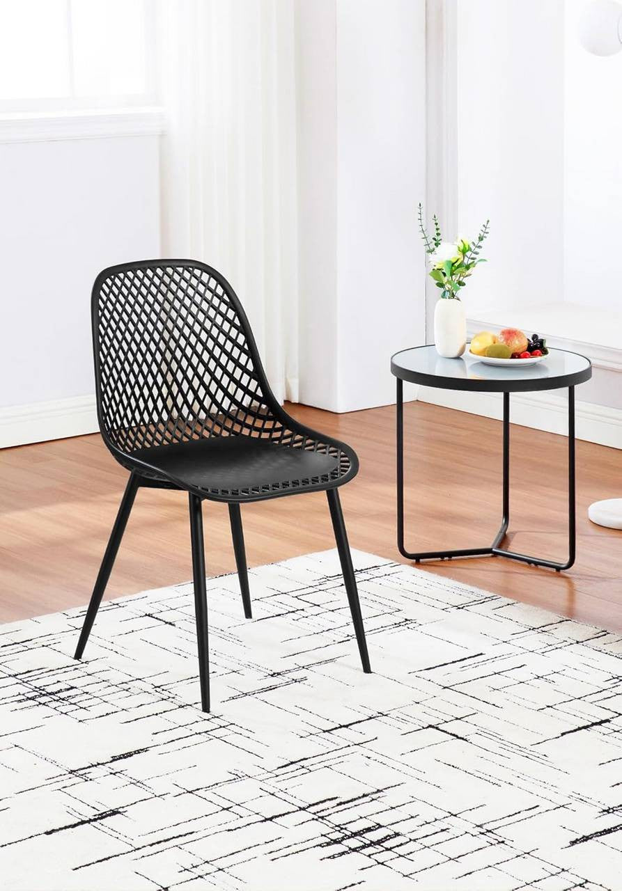 24goodz Ergonomic Dining Chairs Set of 4 - Easy to Clean - Sturdy Metal Frame - PP and Metal - Black