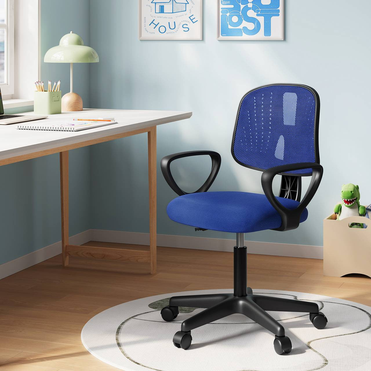 24goodz Ergonomic Kids Office Chair - Breathable Mesh Fabric - Adjustable Height - For Children and Teens - Blue