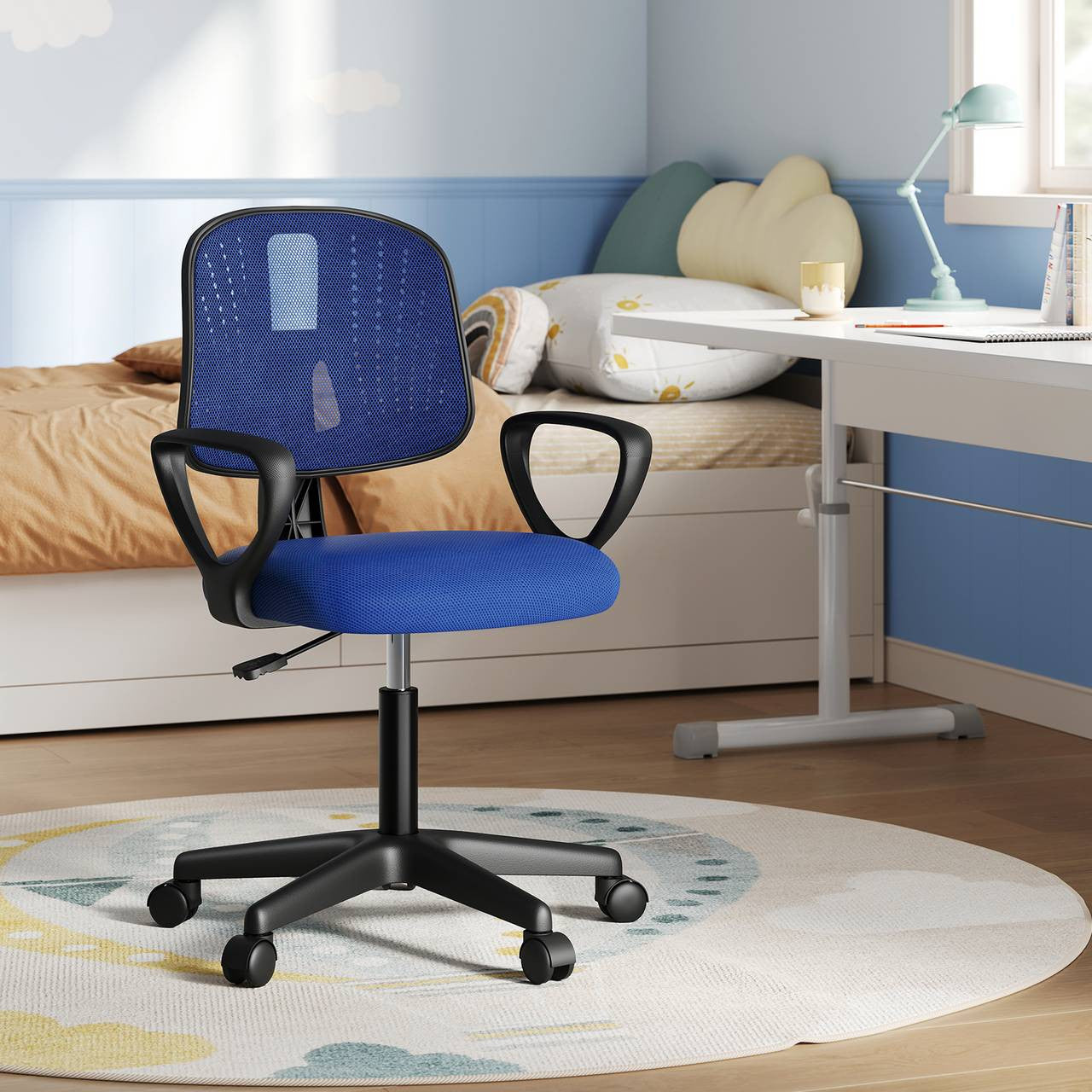 24goodz Ergonomic Kids Office Chair - Breathable Mesh Fabric - Adjustable Height - For Children and Teens - Blue