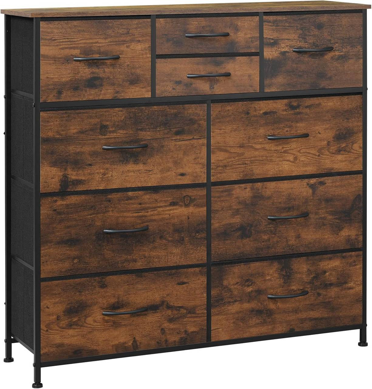 24goodz Vintage Brown Fabric Drawer Cabinet - Ideal Storage Solution - Sturdy Construction - E1 Wood Material - For Home - 100 x 100.5 x 30 cm