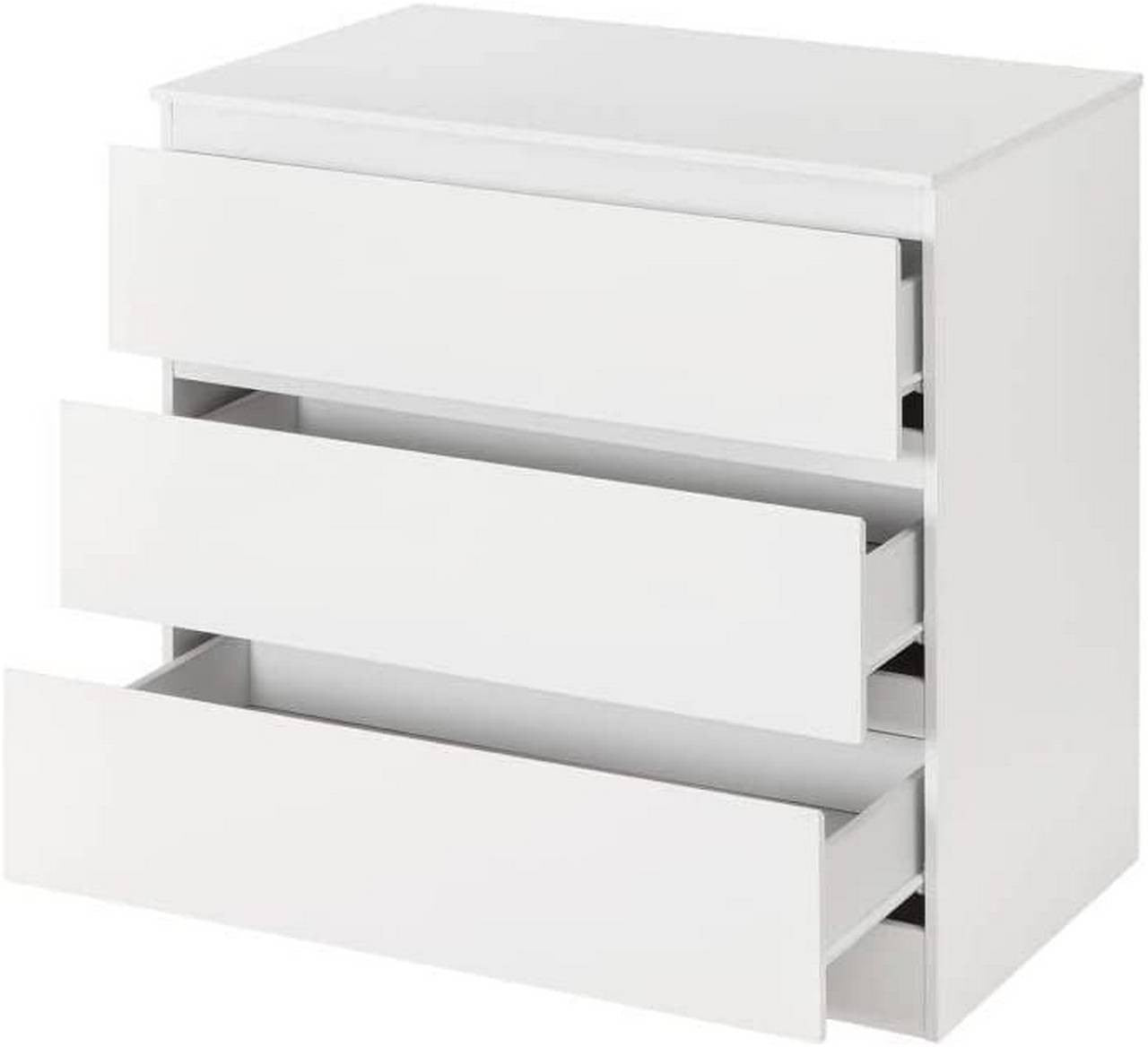 24goodz Chest of 3 Drawers - Spacious Storage Solution - Easy to Clean - Engineered Wood - For Every Home - High Gloss White, 80x78x48cm