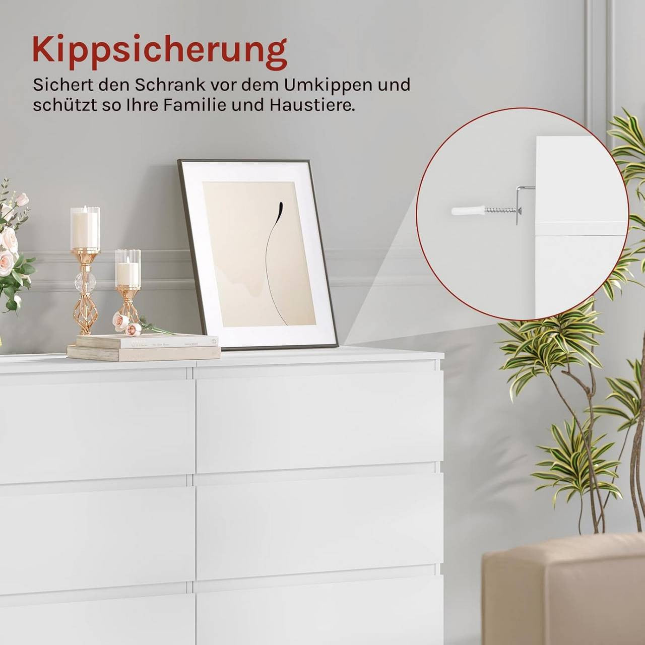 24goodz 4-Drawer Chest - Ample Storage Space - Modern Design - E1 Wood - For Bedroom and Living Room - White