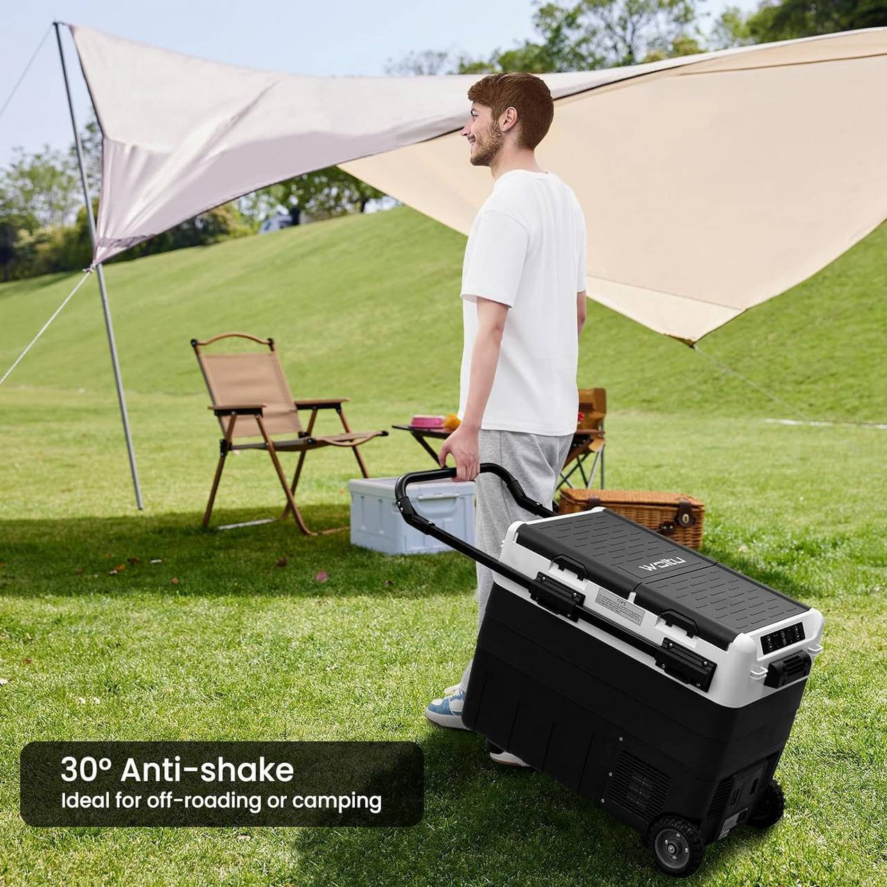 24goodz Compressor Cooler Box - Large Capacity with Dual Temperature Zones - Energy Efficient - For Outdoor Enthusiasts - Black and White