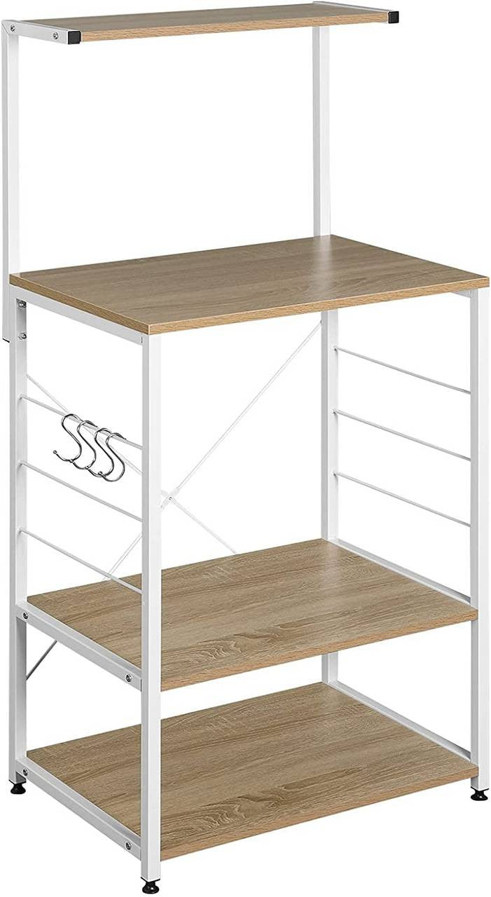 24goodz Standing Shelf - Elegant Design - Easy to Assemble - MDF and Steel - For Home Organization - White - whe
