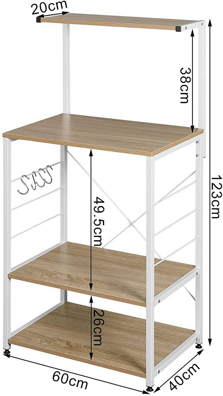 24goodz Standing Shelf - Elegant Design - Easy to Assemble - MDF and Steel - For Home Organization - White - whe