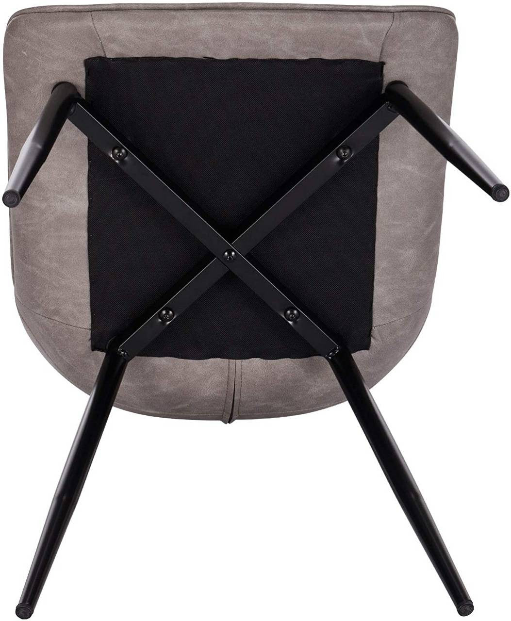 24goodz Set of 2 Dining Chairs - Ergonomic Comfort - Durable Faux Leather - For Home Use - Dark Grey - dgr