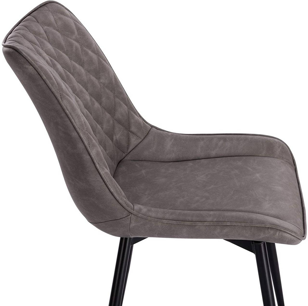 24goodz Set of 2 Dining Chairs - Ergonomic Comfort - Durable Faux Leather - For Home Use - Dark Grey - dgr