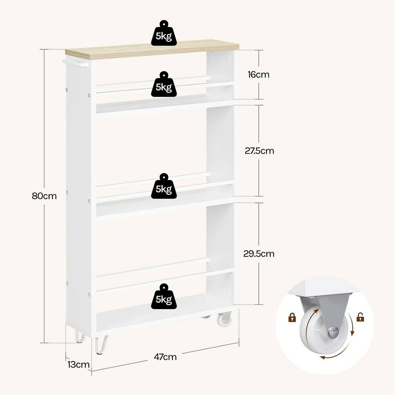 24goodz Multi-functional Trolley - Space-saving & Versatile - E1 Wood-based Material - For Home & Office - Vintage Brown + Black