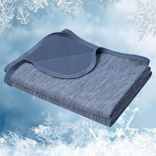 24goodz 2-in-1 Cooling Blanket - Enhanced Cooling Effect - Breathable & Comfortable - Polyester and Nylon - Blue - 150 x 200 cm