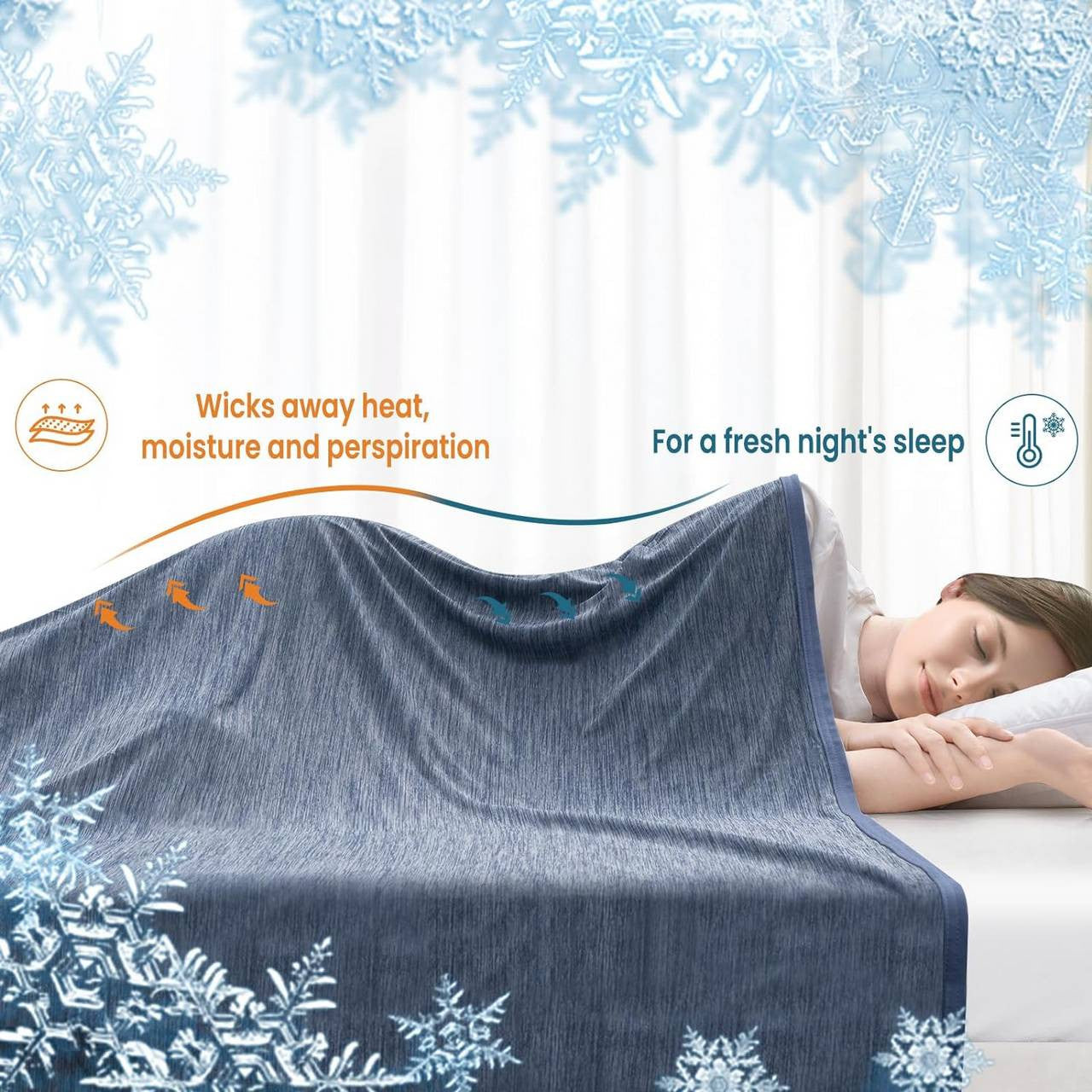 24goodz 2-in-1 Cooling Blanket - Enhanced Cooling Effect - Breathable & Comfortable - Polyester and Nylon - Blue - 150 x 200 cm