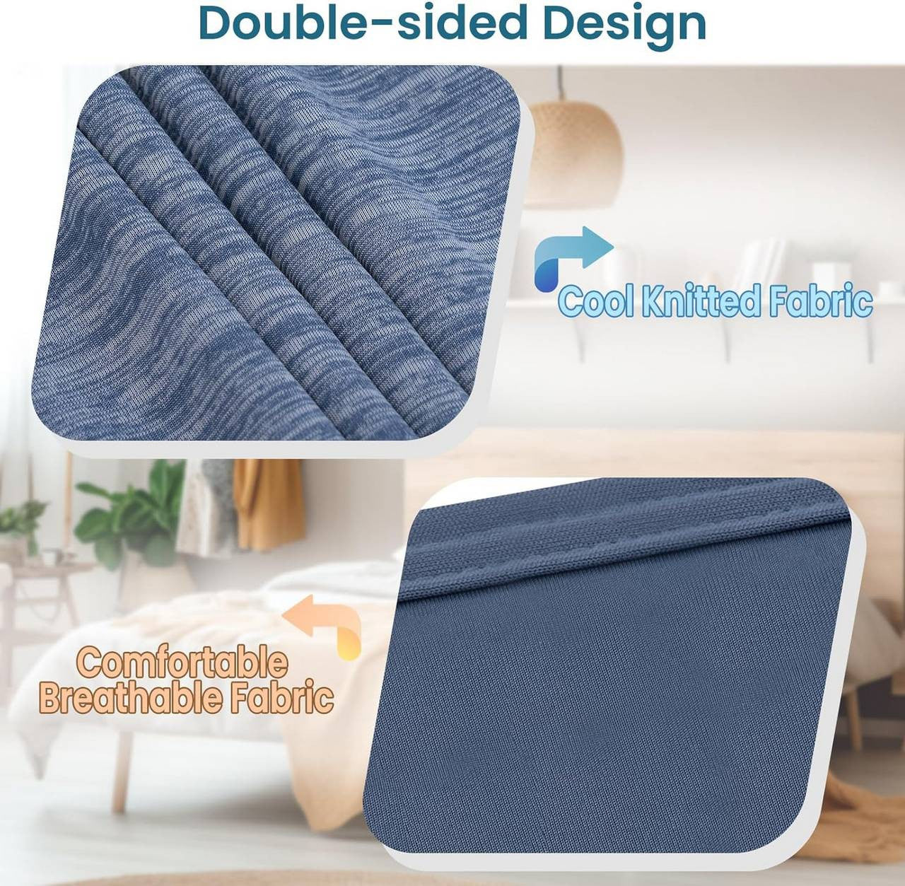 24goodz 2-in-1 Cooling Blanket - Enhanced Cooling Effect - Breathable & Comfortable - Polyester and Nylon - Blue - 150 x 200 cm