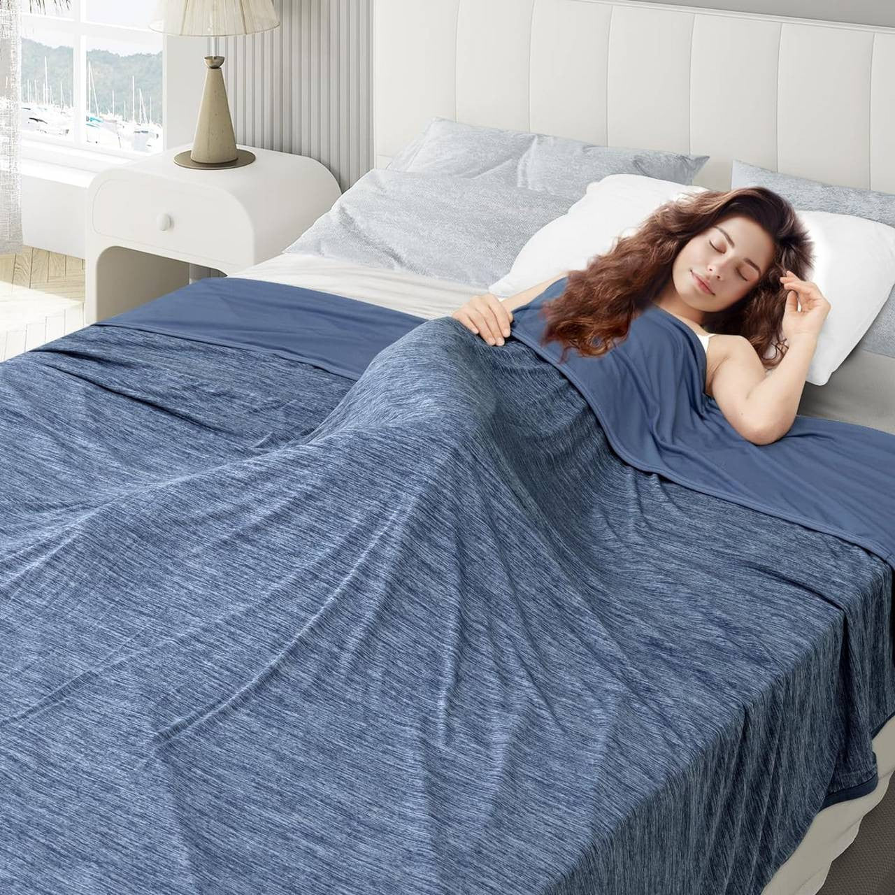 24goodz 2-in-1 Cooling Blanket - Dual-Sided Comfort - Polyester and Nylon - For All Seasons - Blue - 100 x 120 cm