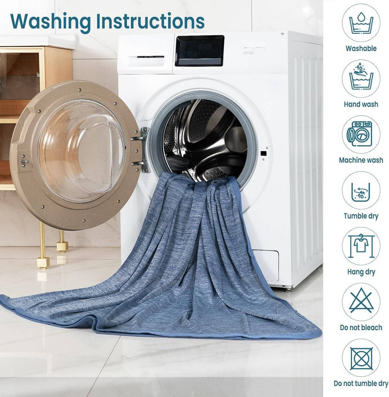 24goodz 2-in-1 Cooling Blanket - Enhanced Cooling Effect - Breathable & Comfortable - Polyester and Nylon - Blue - 150 x 200 cm