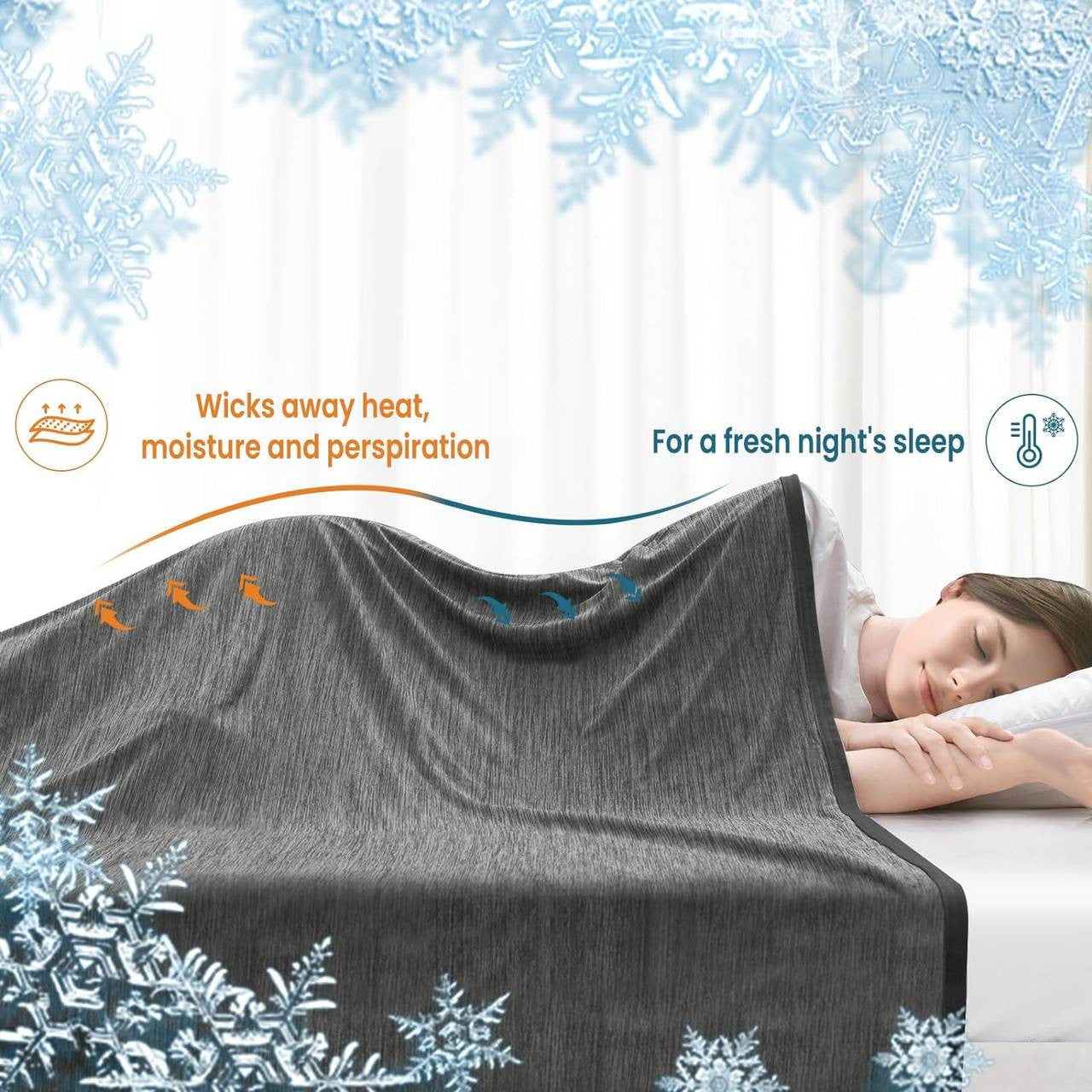 24goodz 2-in-1 Cooling Blanket - Double-Sided Comfort - Polyester and Nylon - For Everyone - Grey 100x120cm