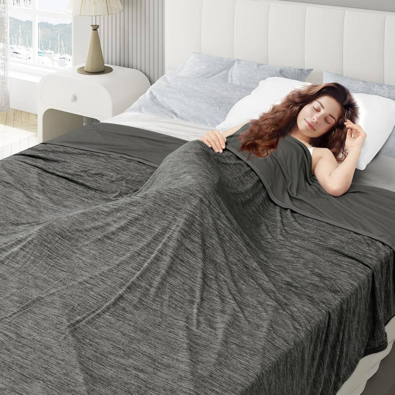24goodz 2-in-1 Cooling Blanket - Double-Sided Comfort - Polyester and Nylon - For Everyone - Grey 100x120cm