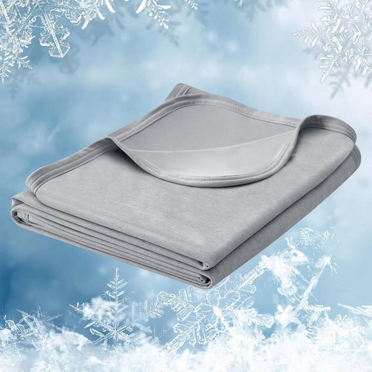 24goodz 2-in-1 Cooling Blanket - Enhanced Cooling Effect - Breathable and Lightweight - Polyester and Nylon - Light Grey - 150 x 200 cm