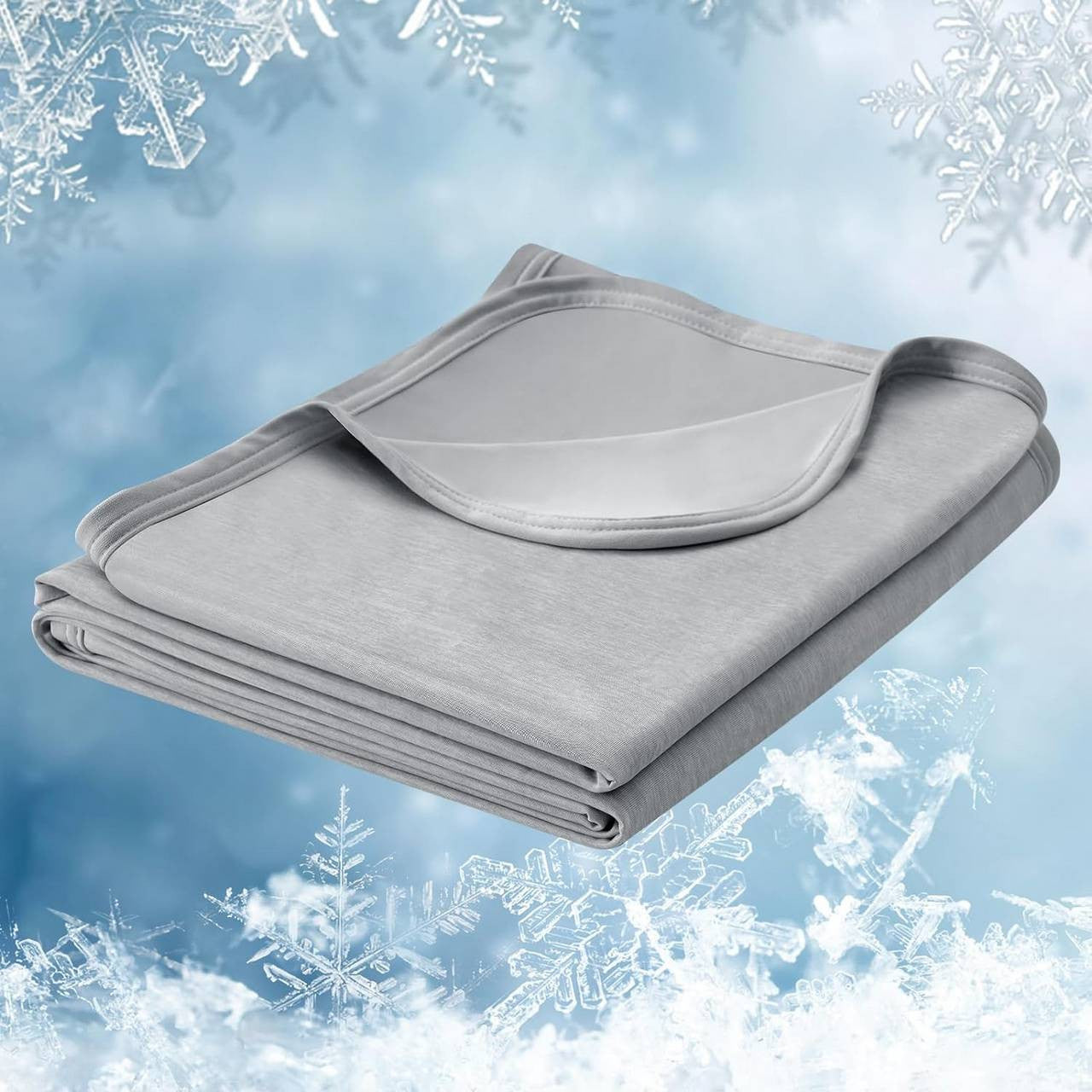 24goodz 2-in-1 Cooling Blanket - Enhanced Cooling Effect - Lightweight and Breathable - Polyester and Nylon - Light Grey - 100 x 120 cm