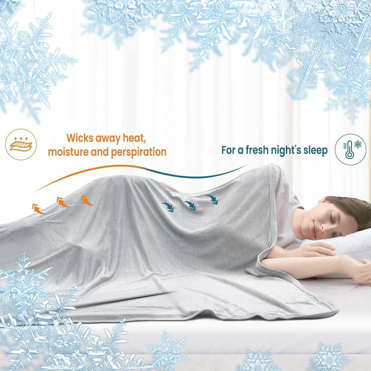 24goodz 2-in-1 Cooling Blanket - Enhanced Cooling Effect - Lightweight and Breathable - Polyester and Nylon - Light Grey - 100 x 120 cm