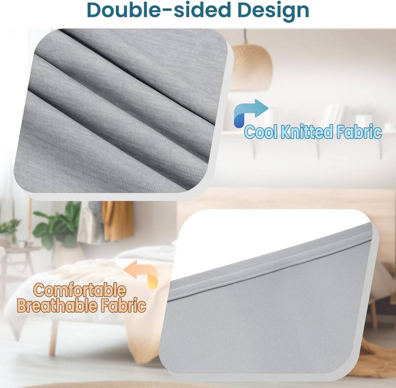 24goodz 2-in-1 Cooling Blanket - Enhanced Cooling Effect - Breathable and Lightweight - Polyester and Nylon - Light Grey - 150 x 200 cm