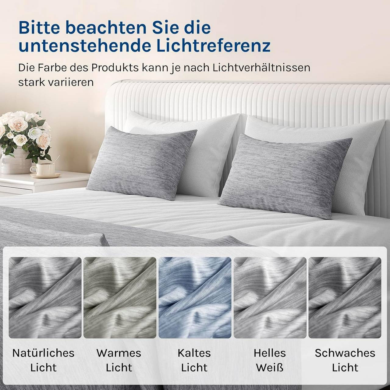 24goodz Cooling Pillowcase Set of 2 - Soft and Breathable Cooling Fiber - Hidden Zipper - Grey - 30x50 cm