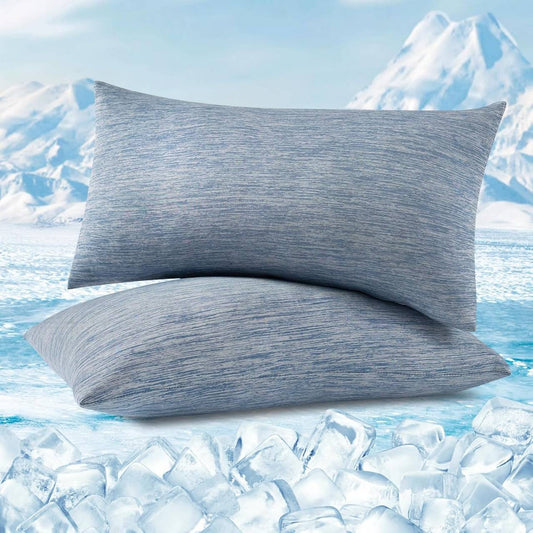24goodz Cooling Pillowcase Set of 2 - Arc-Chill Technology for Comfort - Soft Breathable Cooling Fiber - Blue - 50x70 cm