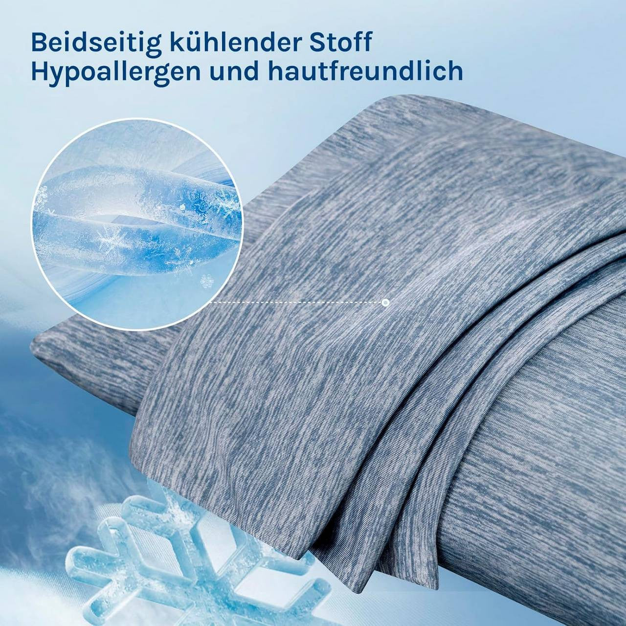24goodz Cooling Pillowcase Set of 2 - Arc-Chill Technology for Comfort - Soft Breathable Cooling Fiber - Blue - 50x70 cm