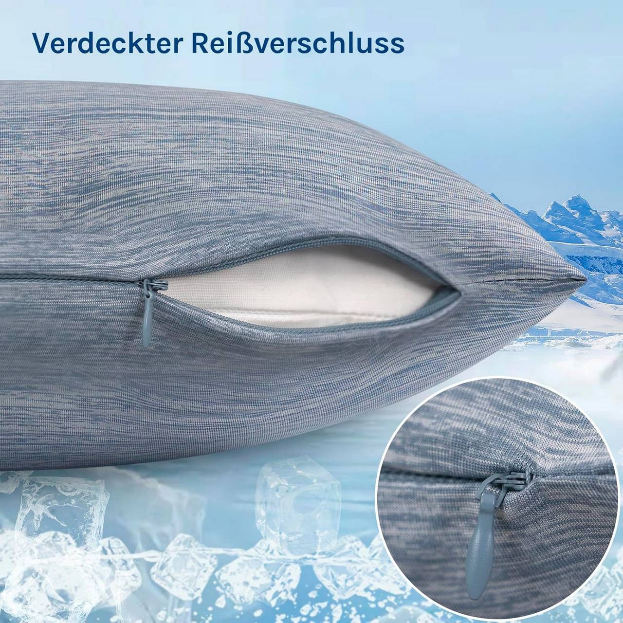 24goodz
Verkoelende kussensloop set van 2, Zachte Ademende Koelvezel, RitssluitingBlauw30x50 cm