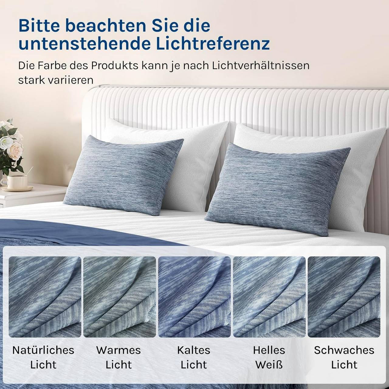 24goodz Cooling Pillowcase Set of 2 - Arc-Chill Technology for Comfort - Soft Breathable Cooling Fiber - Blue - 50x70 cm