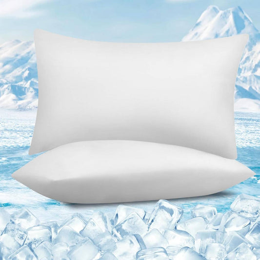 24goodz Cooling Pillowcase Set of 2 - Breathable Comfort - Cooling Fiber with Arc-Chill Technology - White - 30x50 cm