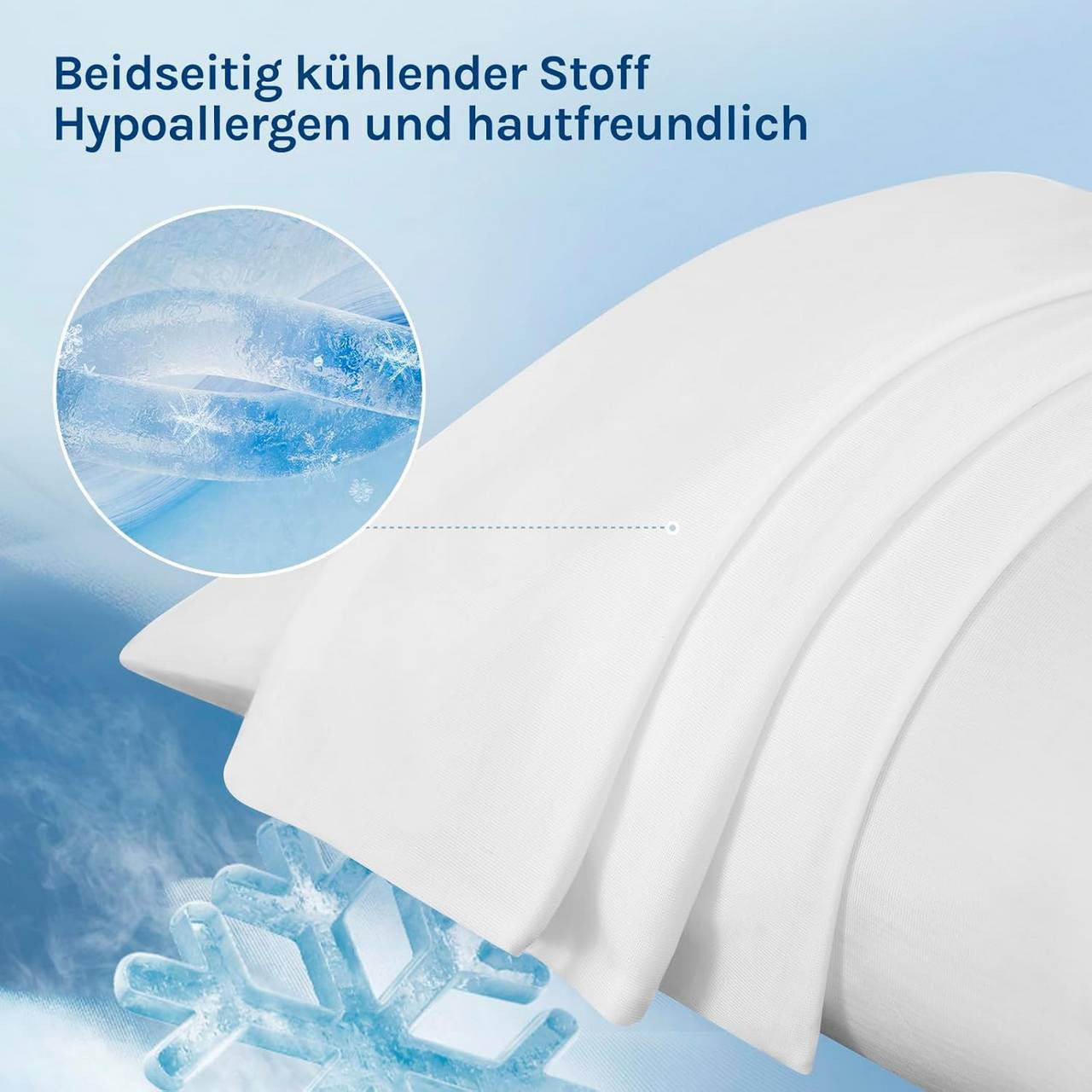 24goodz Cooling Pillowcase Set of 2 - Arc-Chill Technology for Ultimate Comfort - Soft Breathable Fiber - White - 50x70 cm