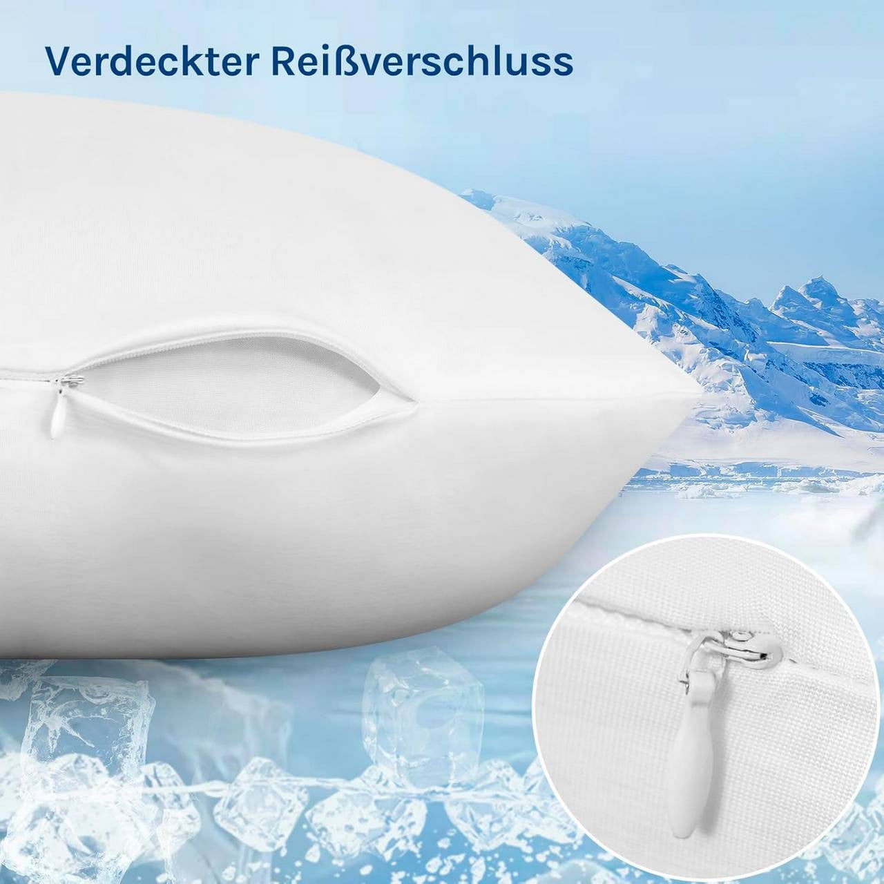 24goodz Cooling Pillowcase Set of 2 - Arc-Chill Technology for Ultimate Comfort - Soft Breathable Fiber - White - 50x70 cm