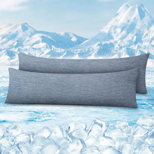 24goodz Cooling Pillowcase Set of 2 - Arc-Chill Technology for Ultimate Comfort - Soft Breathable Cool Fiber - Blue - 40x145 cm