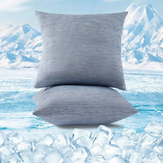 24goodz Cooling Pillowcase Set of 2 - Arc-Chill Technology for a Comfortable Sleep - Soft Breathable Cool Fiber - Blue - 40x40 cm