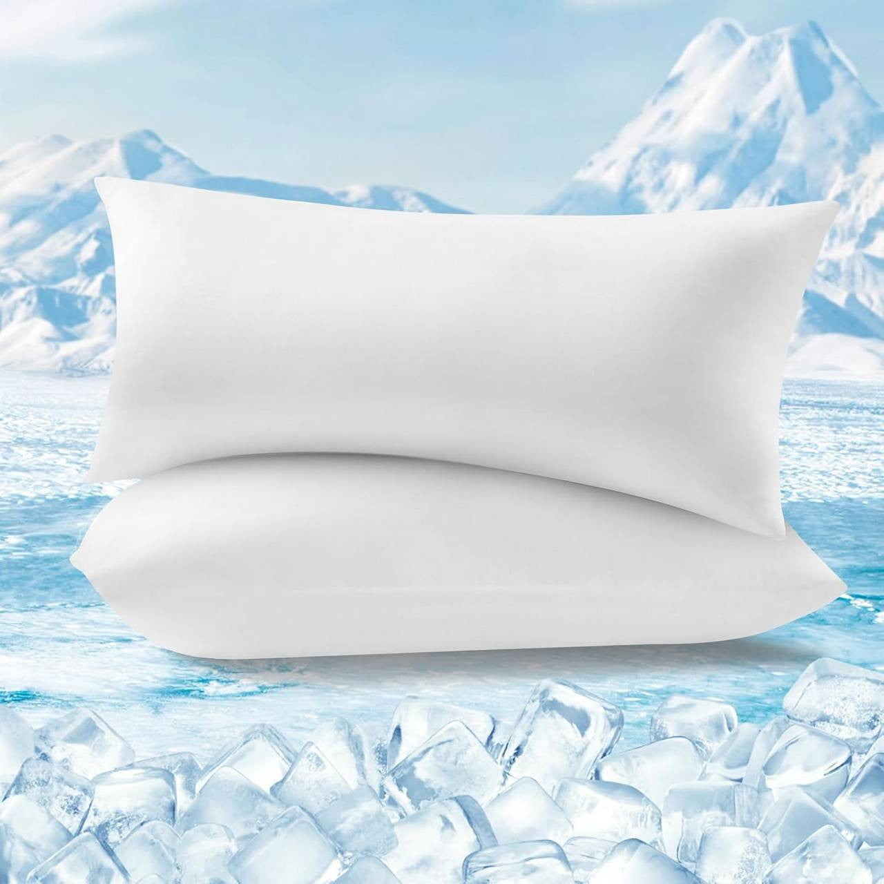 24goodz Cooling Pillowcase Set of 2 - Breathable and Soft - Cool Fiber with Arc-Chill Technology - White - 40x80 cm