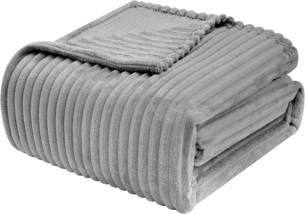 24goodz Fluffy Fleece Blanket - Soft and Warm - Flannel - For Cozy Moments - Grey - 220 x 240 cm