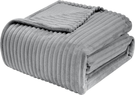 24goodz Fluffy Fleece Blanket - Soft and Warm - Flannel - For Cozy Moments - Grey - 220 x 240 cm