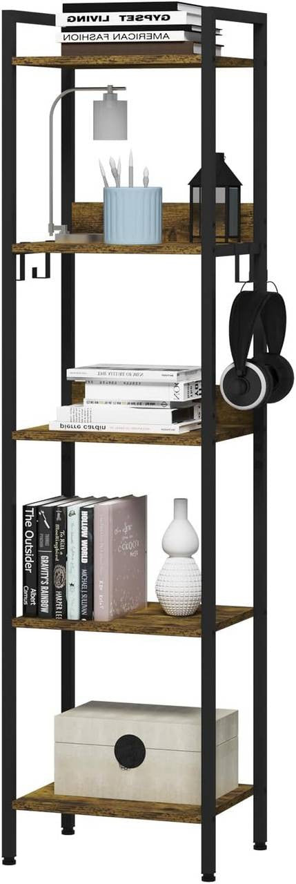 24goodz 5-Tier Storage Shelf - Versatile for Any Room - Sturdy and Stylish - MDF and Metal - Vintage Wood Look - 40 x 30 x 152.5 cm