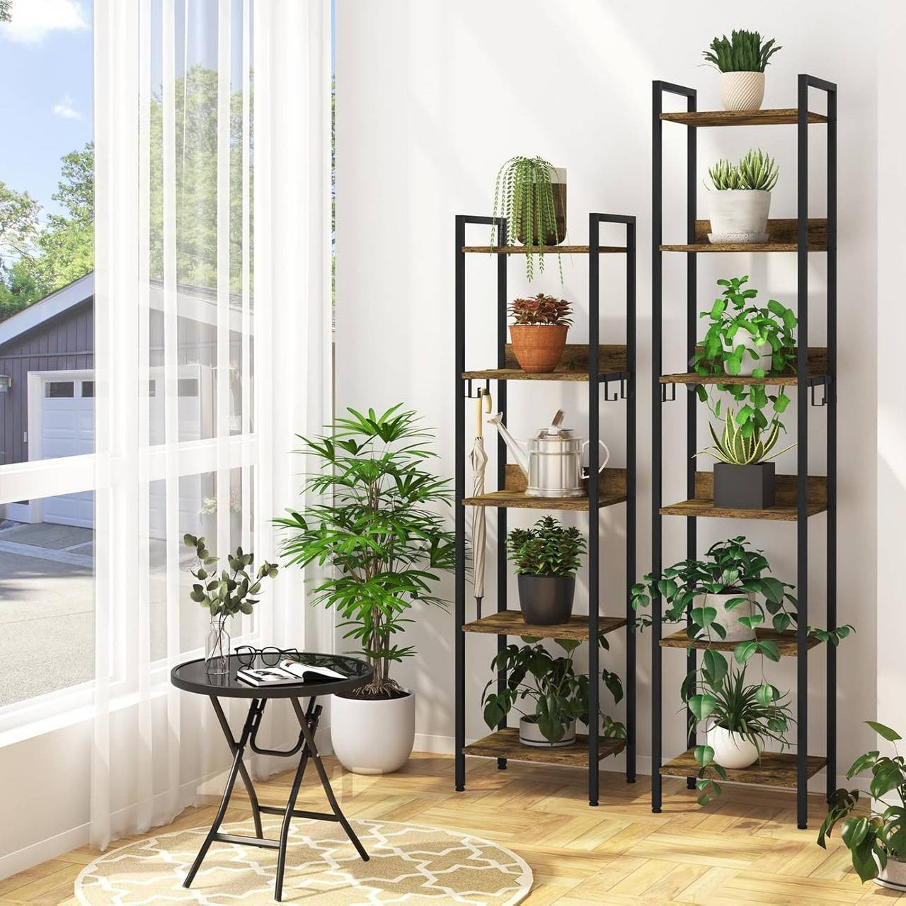24goodz 5-Tier Storage Shelf - Versatile for Any Room - Sturdy and Stylish - MDF and Metal - Vintage Wood Look - 40 x 30 x 152.5 cm