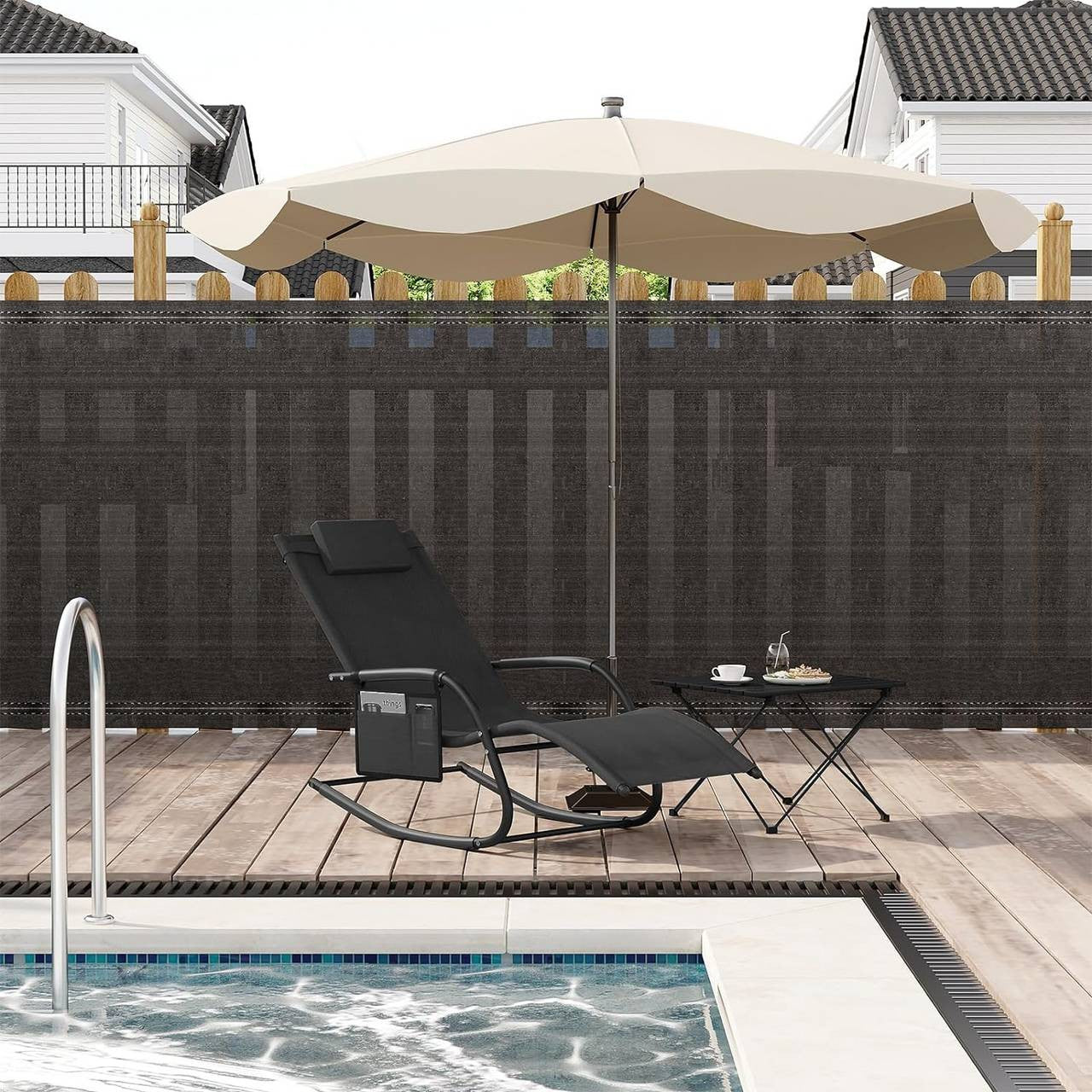24goodz Outdoor Lounge Chair - Weather-Resistant Design - Supports up to 150 kg - Metal and Polyester - Black/Gray