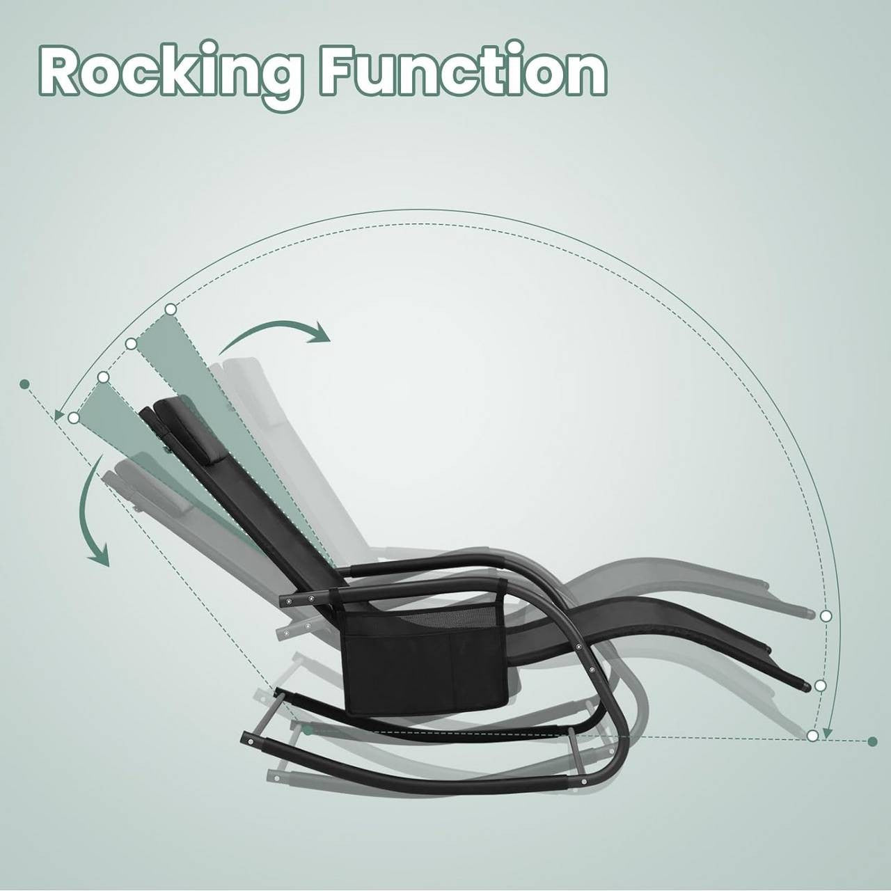 24goodz Outdoor Lounge Chair - Weather-Resistant Design - Supports up to 150 kg - Metal and Polyester - Black/Gray