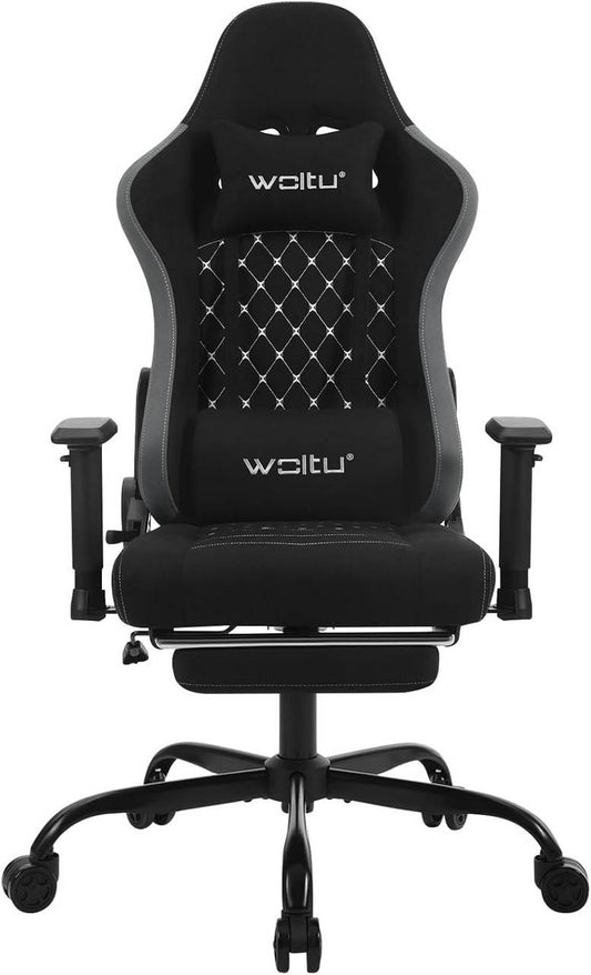 24goodz Ergonomic Massage Gaming Chair - Comfort Meets Functionality - Technical Fabric - For Gamers and Office Workers - Black + Grey