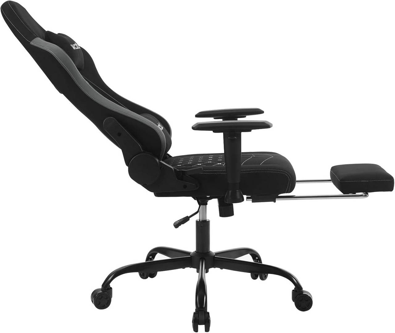 24goodz Ergonomic Massage Gaming Chair - Comfort Meets Functionality - Technical Fabric - For Gamers and Office Workers - Black + Grey