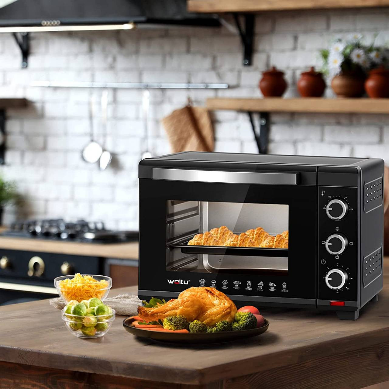 24goodz Mini Oven 28 L - Intelligent Cooking with 3 Heating Modes - 1600 W - Black - Sz