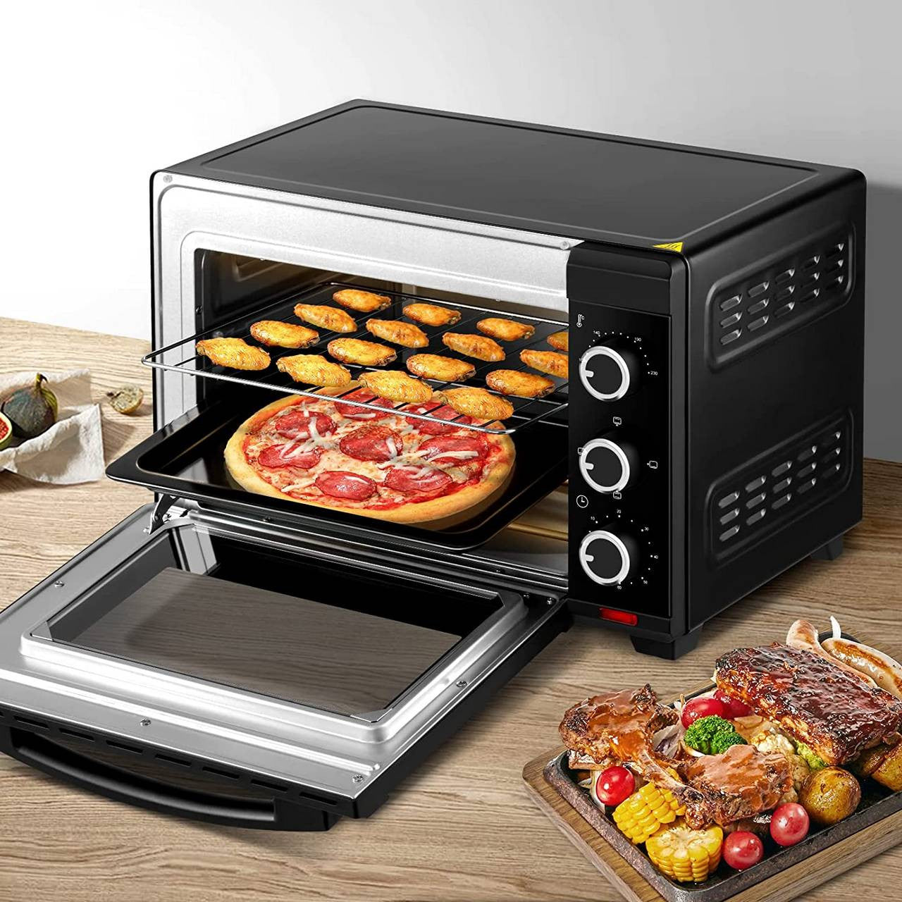 24goodz Mini Oven 28 L - Intelligent Cooking with 3 Heating Modes - 1600 W - Black - Sz