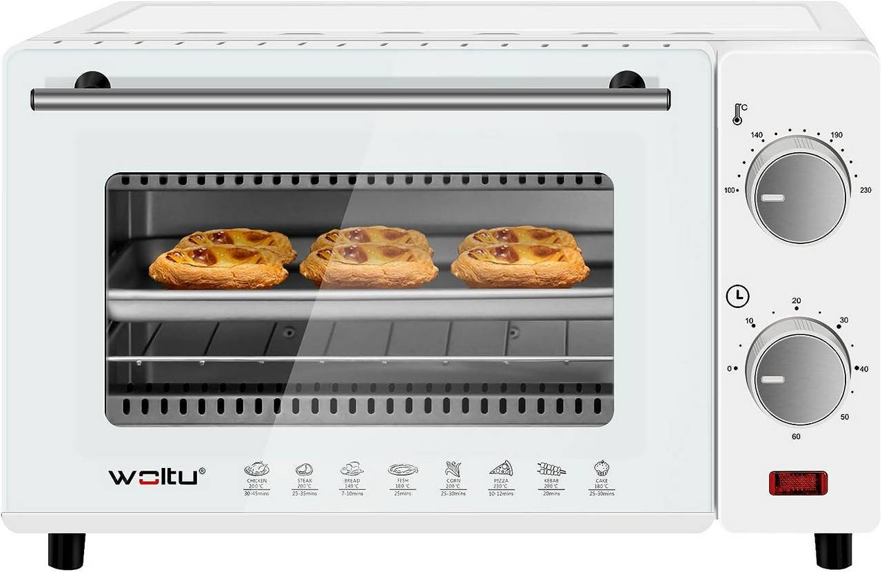 24goodz Mini Oven 10 Liter - Compact Design - Multifunctional Cooking - 650 W - For Small Households - Red/White/Black - ws