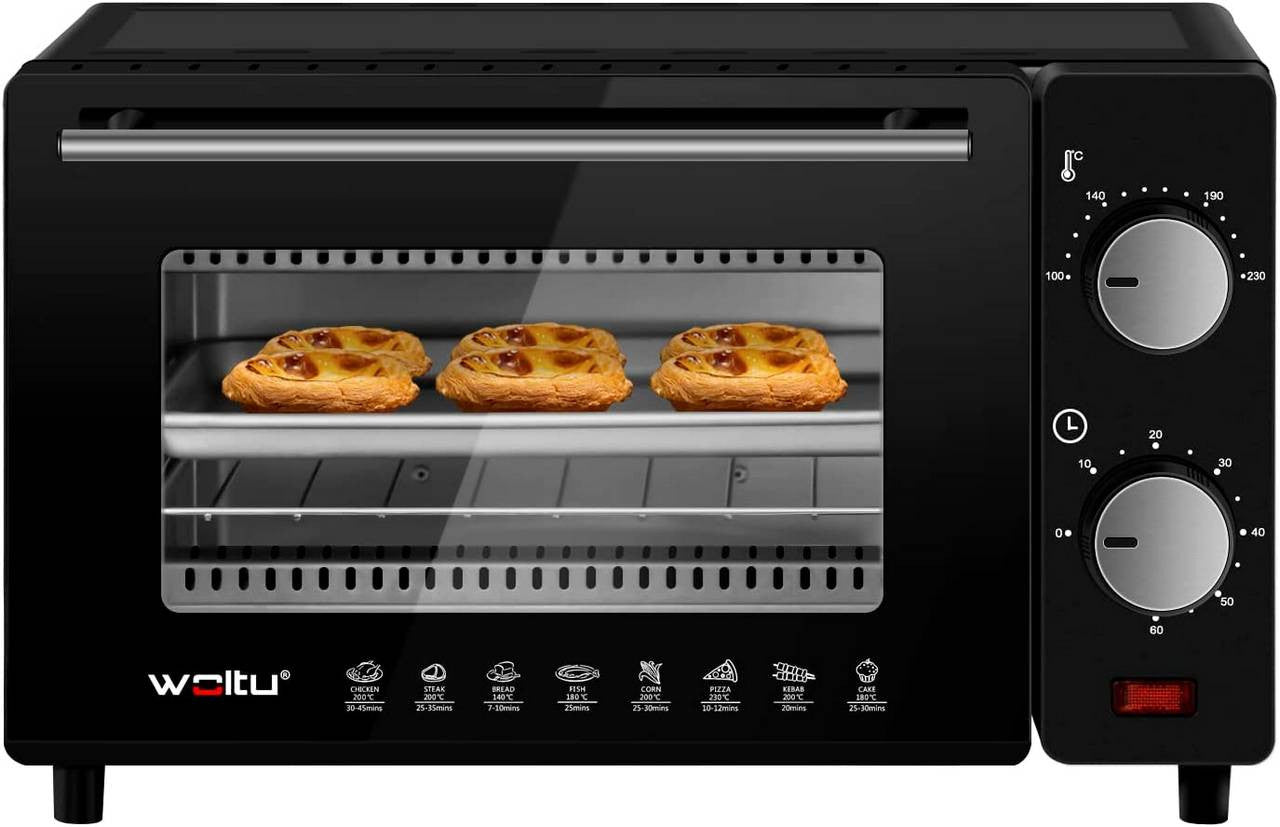 24goodz Mini Oven 10 Liter - Compact Design - Multifunctional Cooking - 650 W - For Small Spaces - Red/White/Black - sz