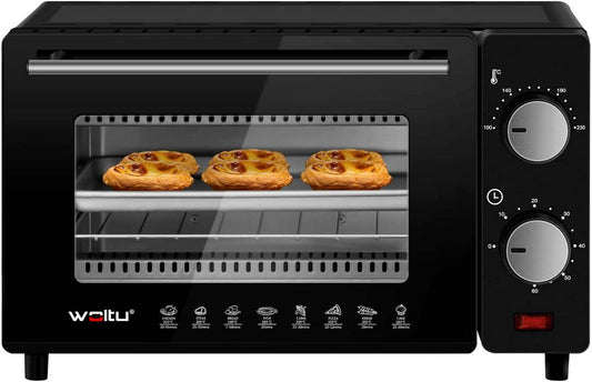 24goodz Mini Oven 10 Liter - Compact Design - Multifunctional Cooking - 650 W - For Small Spaces - Red/White/Black - sz