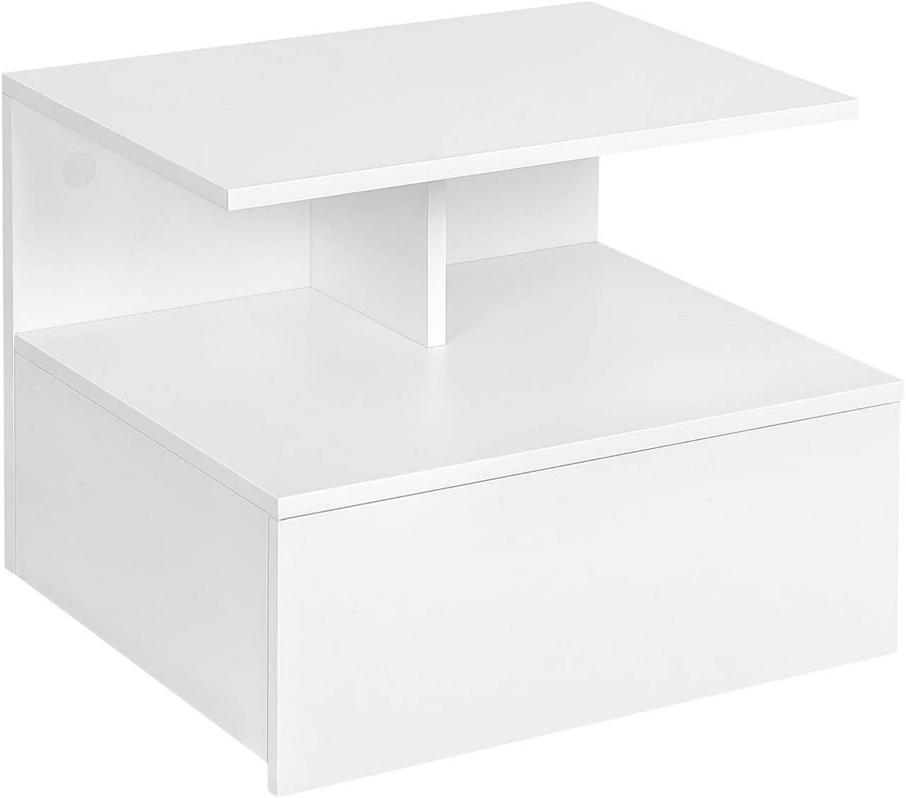 24goodz Wall-Mounted Nightstand - Space-Saving Design - Minimalist Style - E1 Wood Material - White